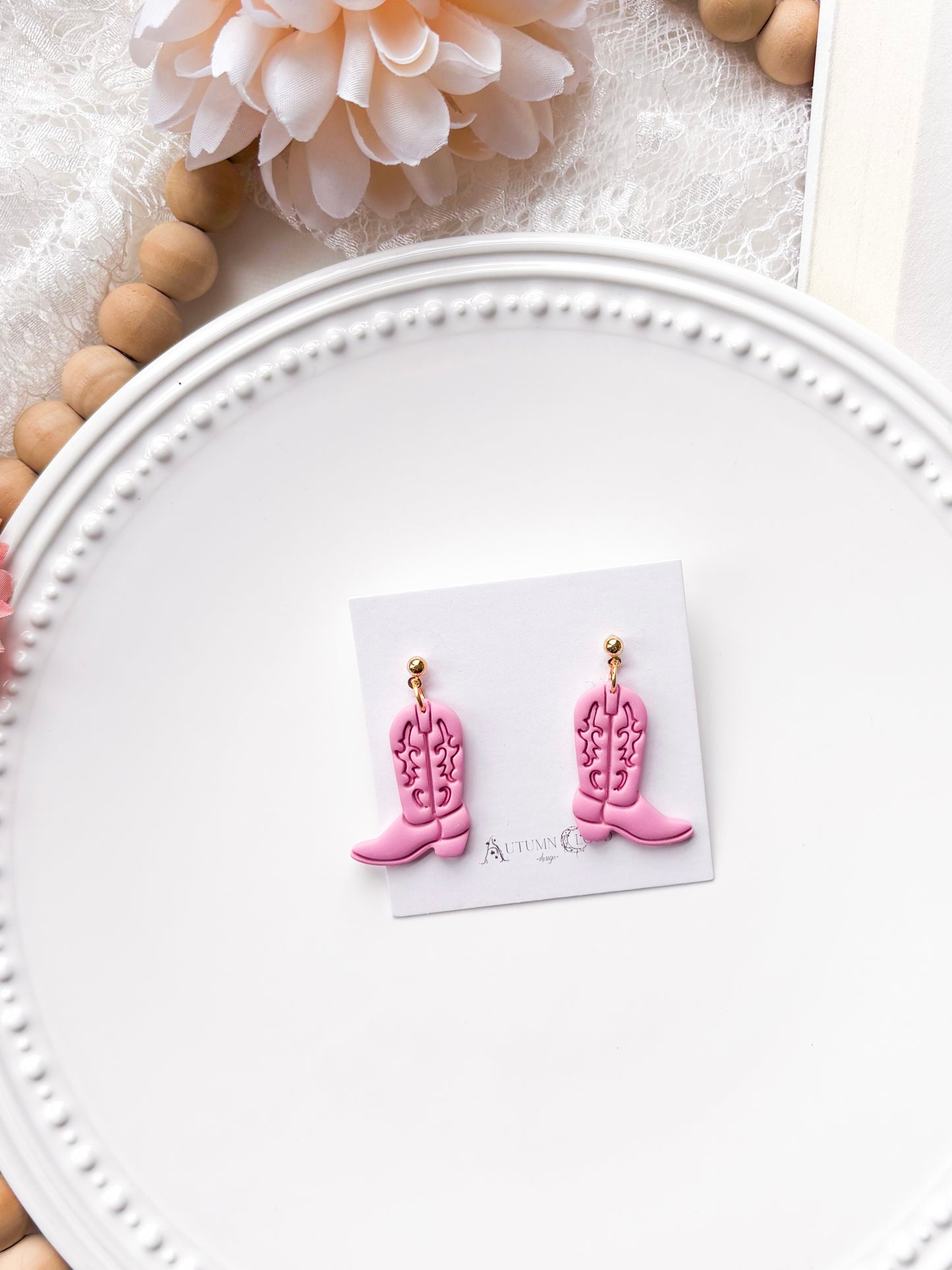 Pink Cowboy Boots dangle earrings