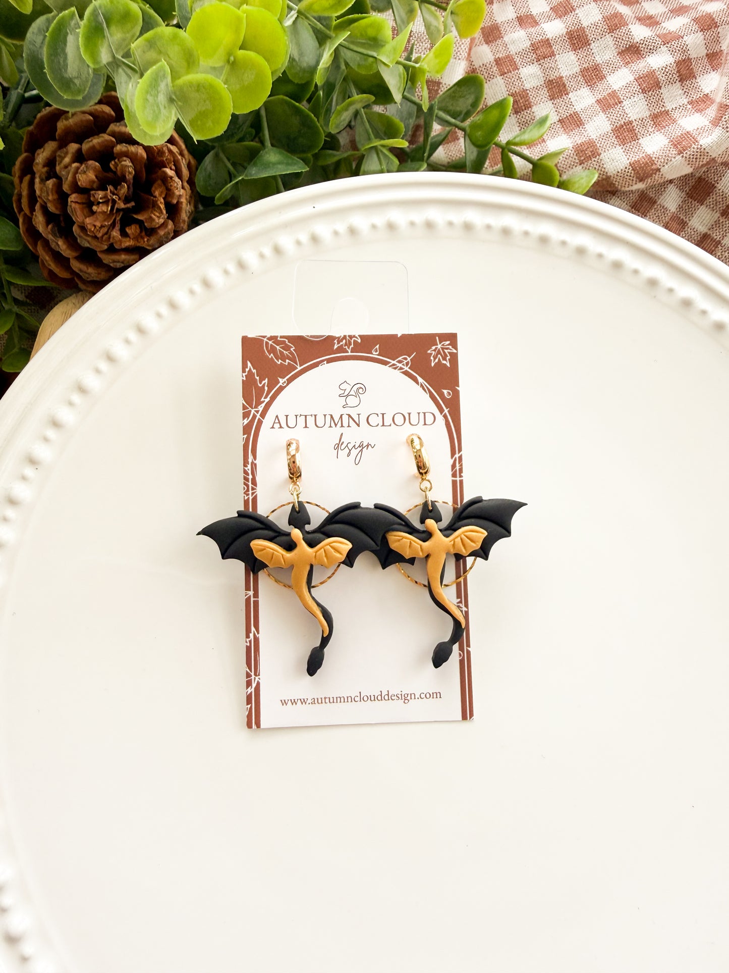 Black & Golden Dragon Dangles