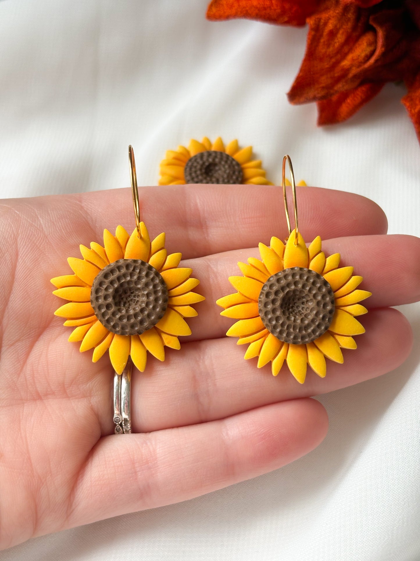 Sunflower Hoop Earrings