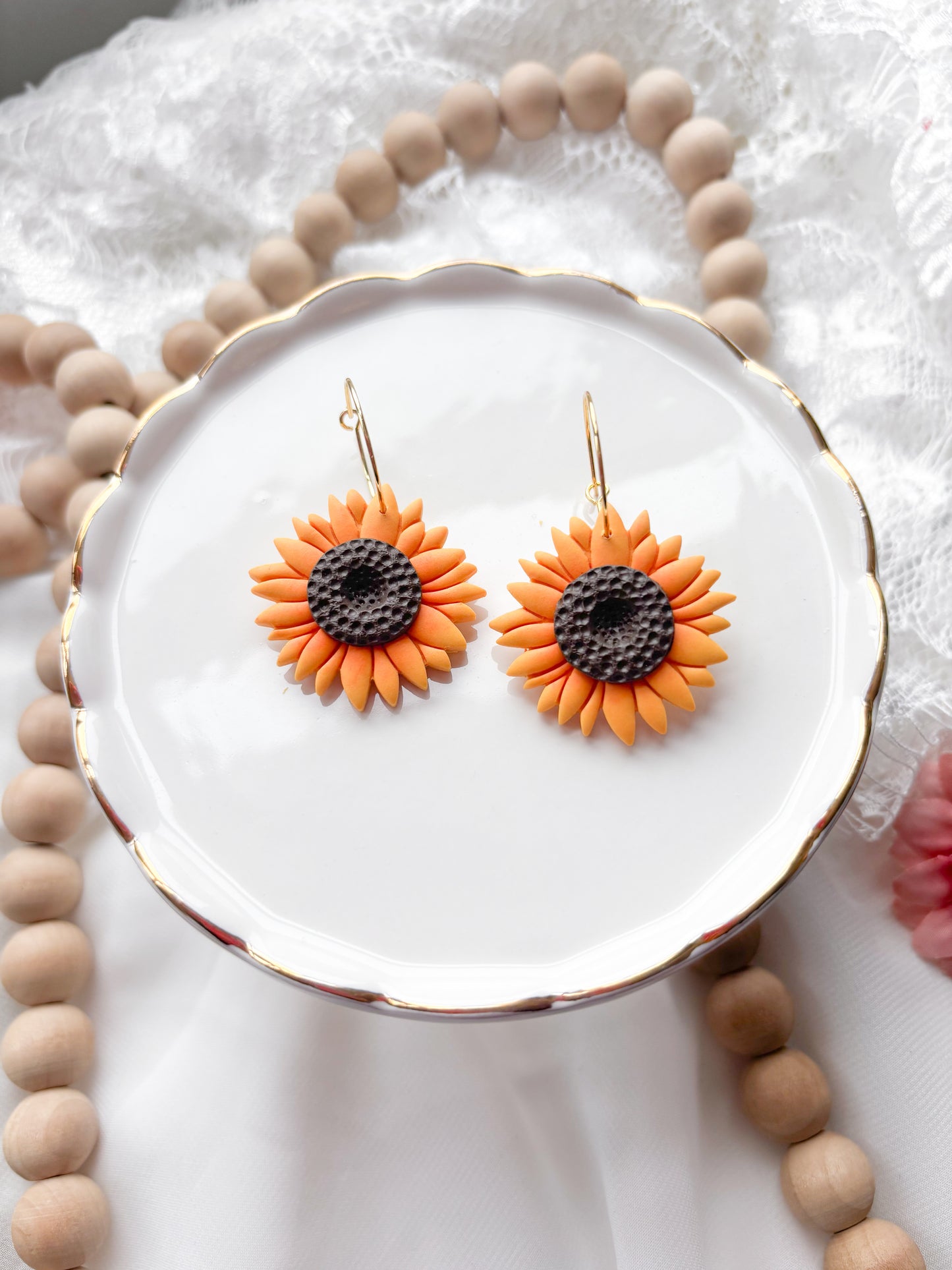 Sunflower Hoop Earrings