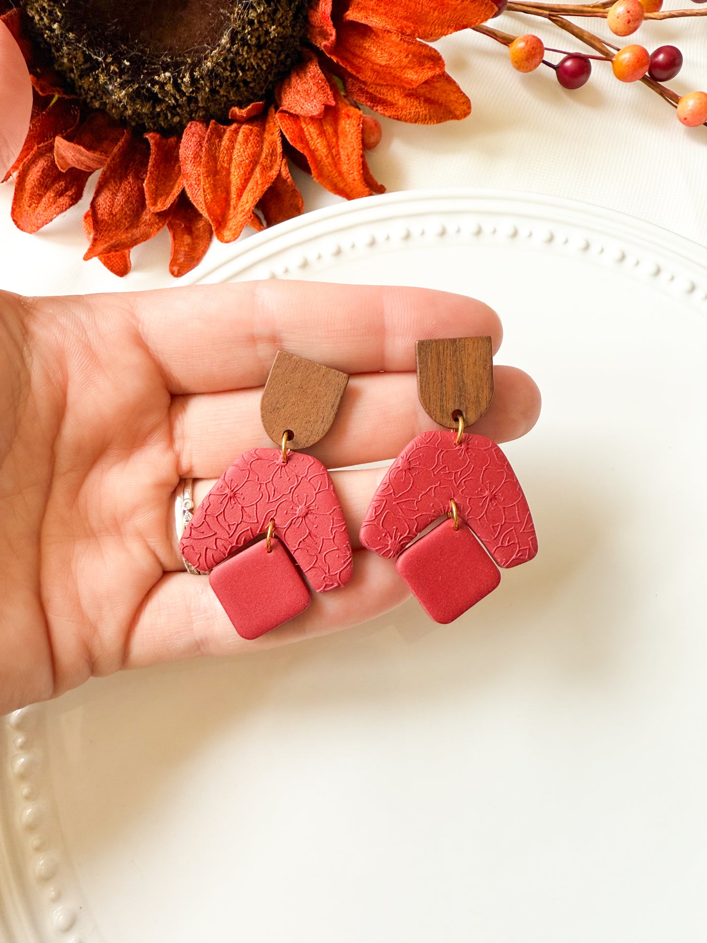 Textured Red Dangles