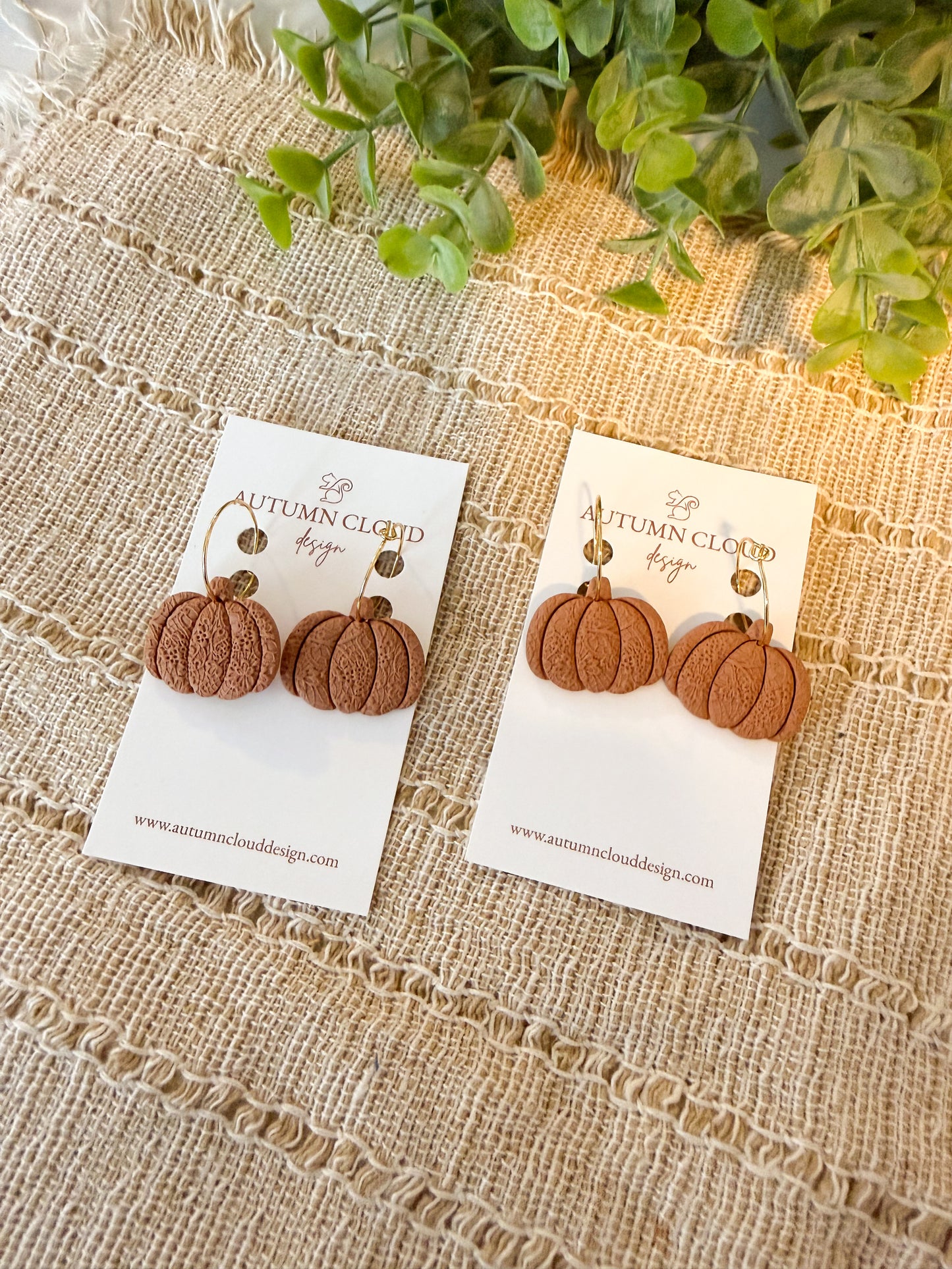 Textured brown pumpkin hoops