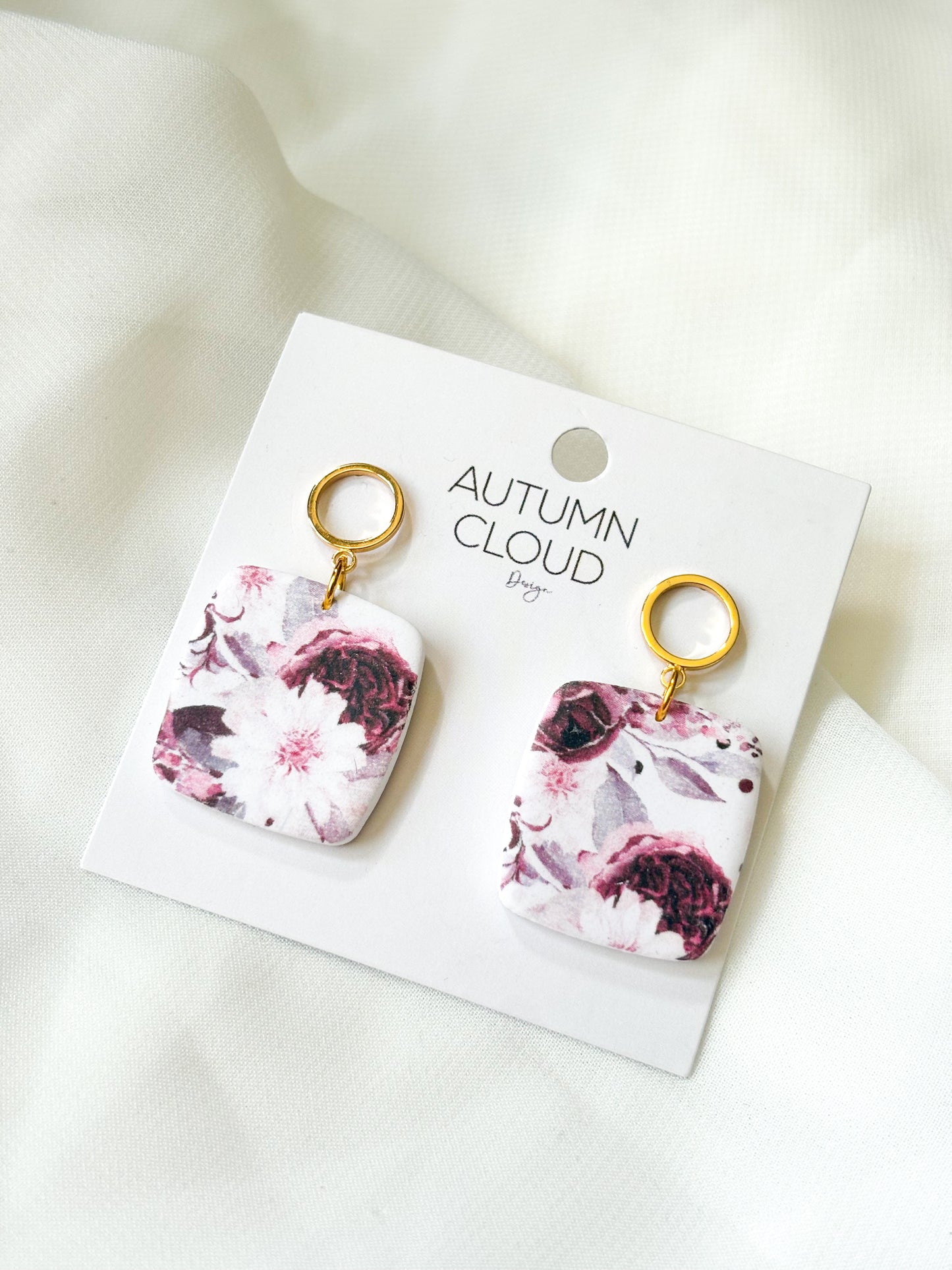 Floral Transfer Paper Dangle Earrings