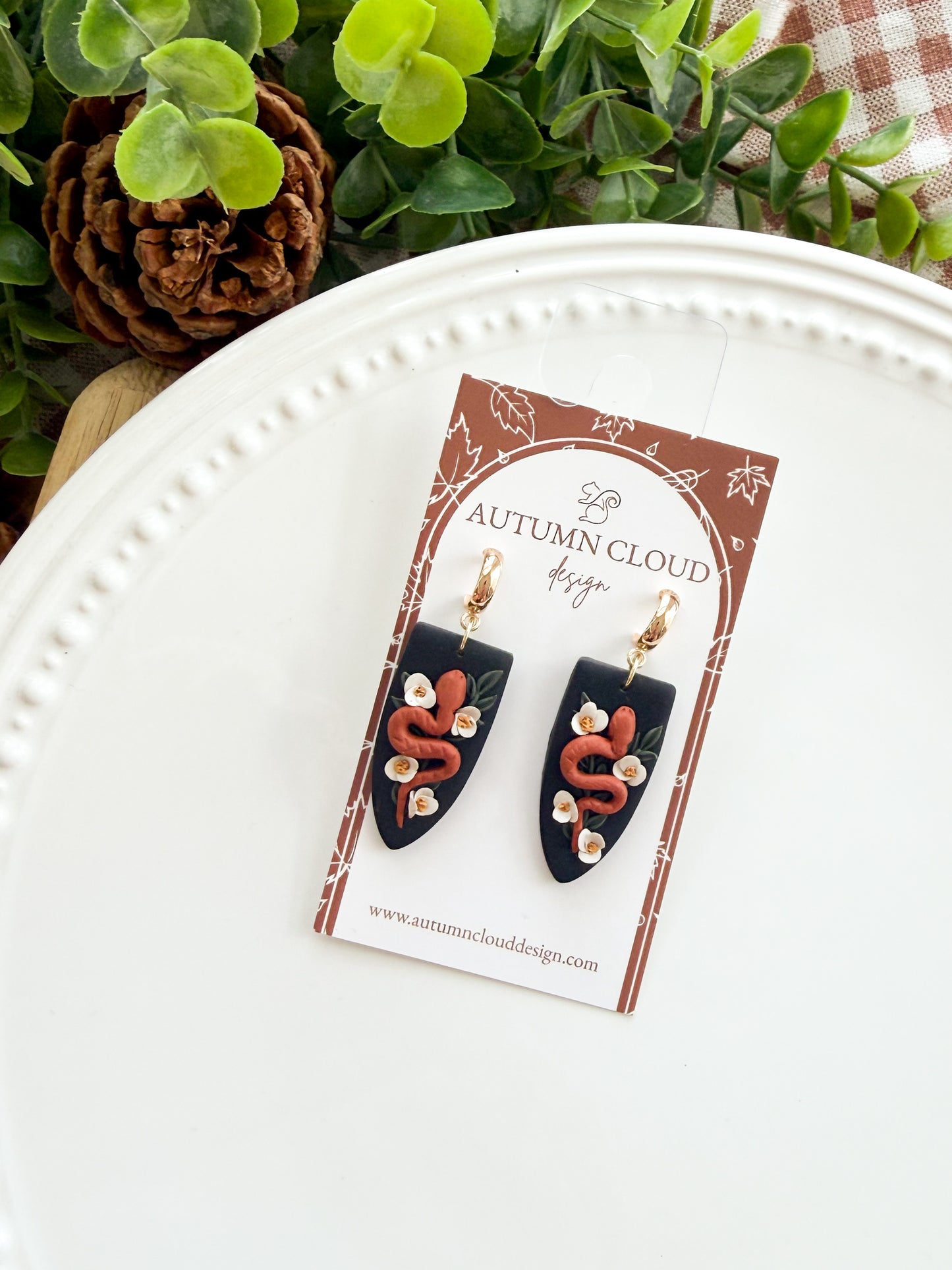 Floral Snake Dangle Earrings