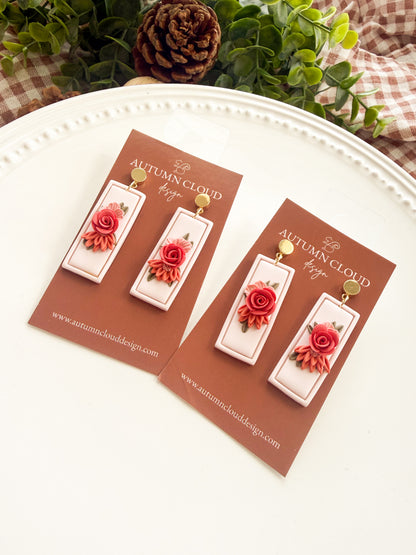 Rectangular Floral Dangles