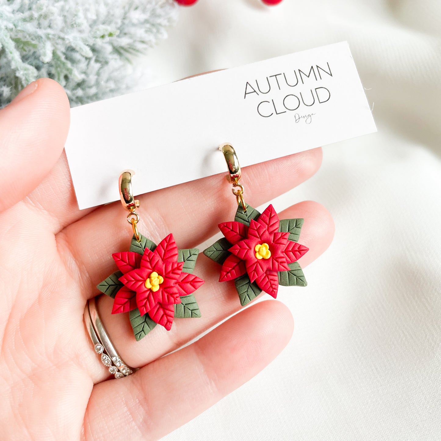 Poinsettia Dangle Earrings