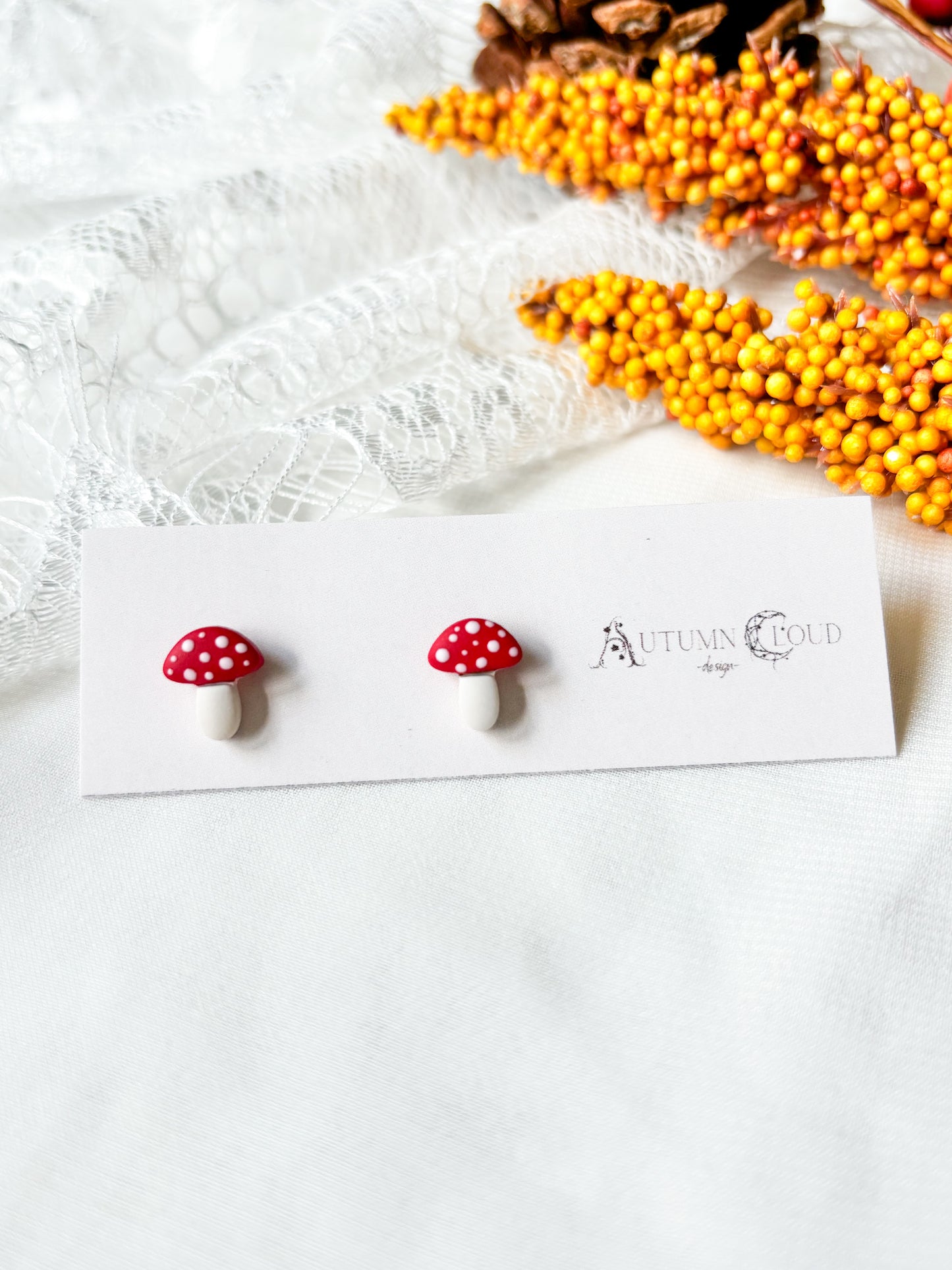 Tiny Mushroom Stud Earrings