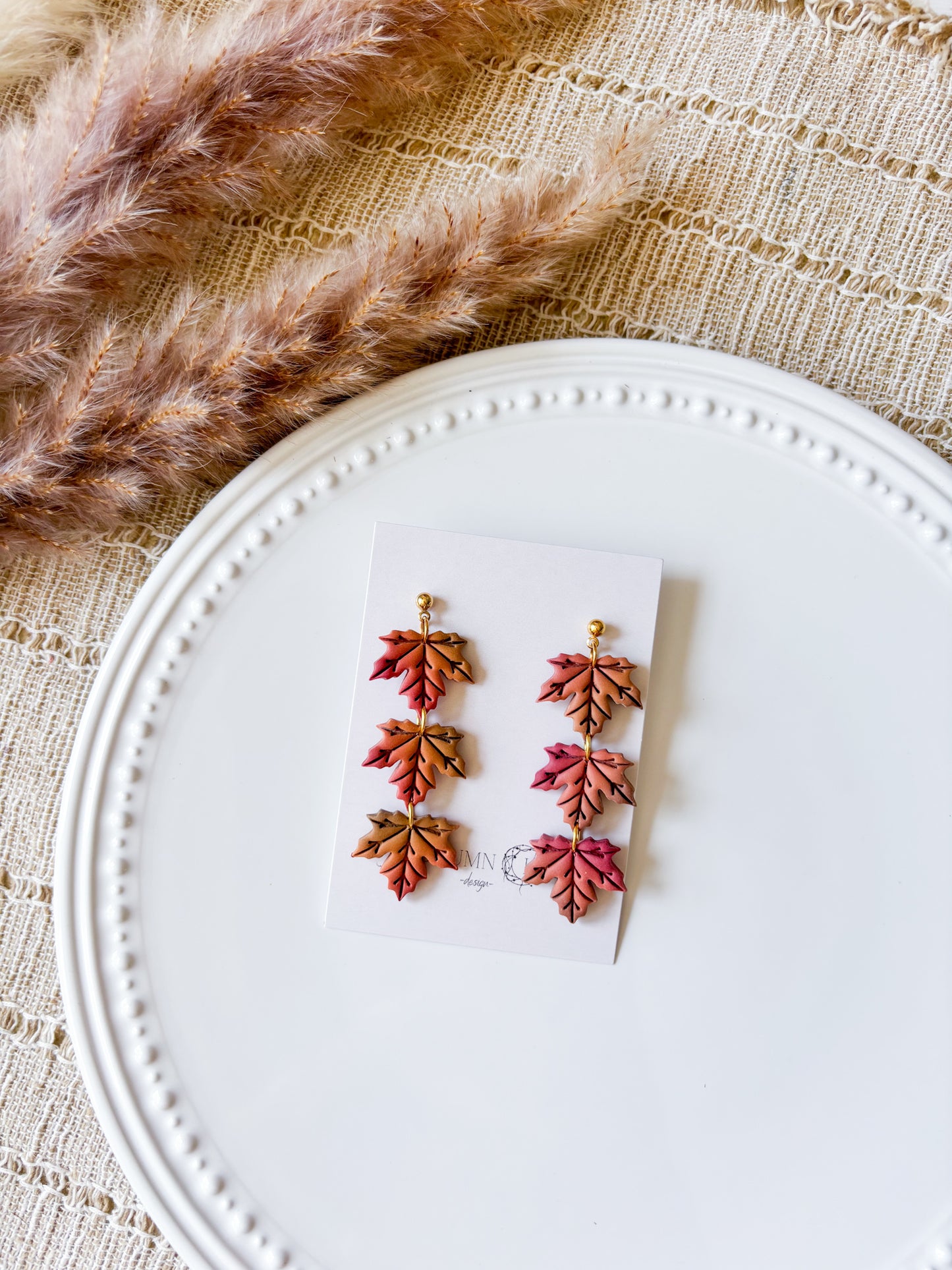 Multicolor Tiered Fall Maple Leaf Earrings