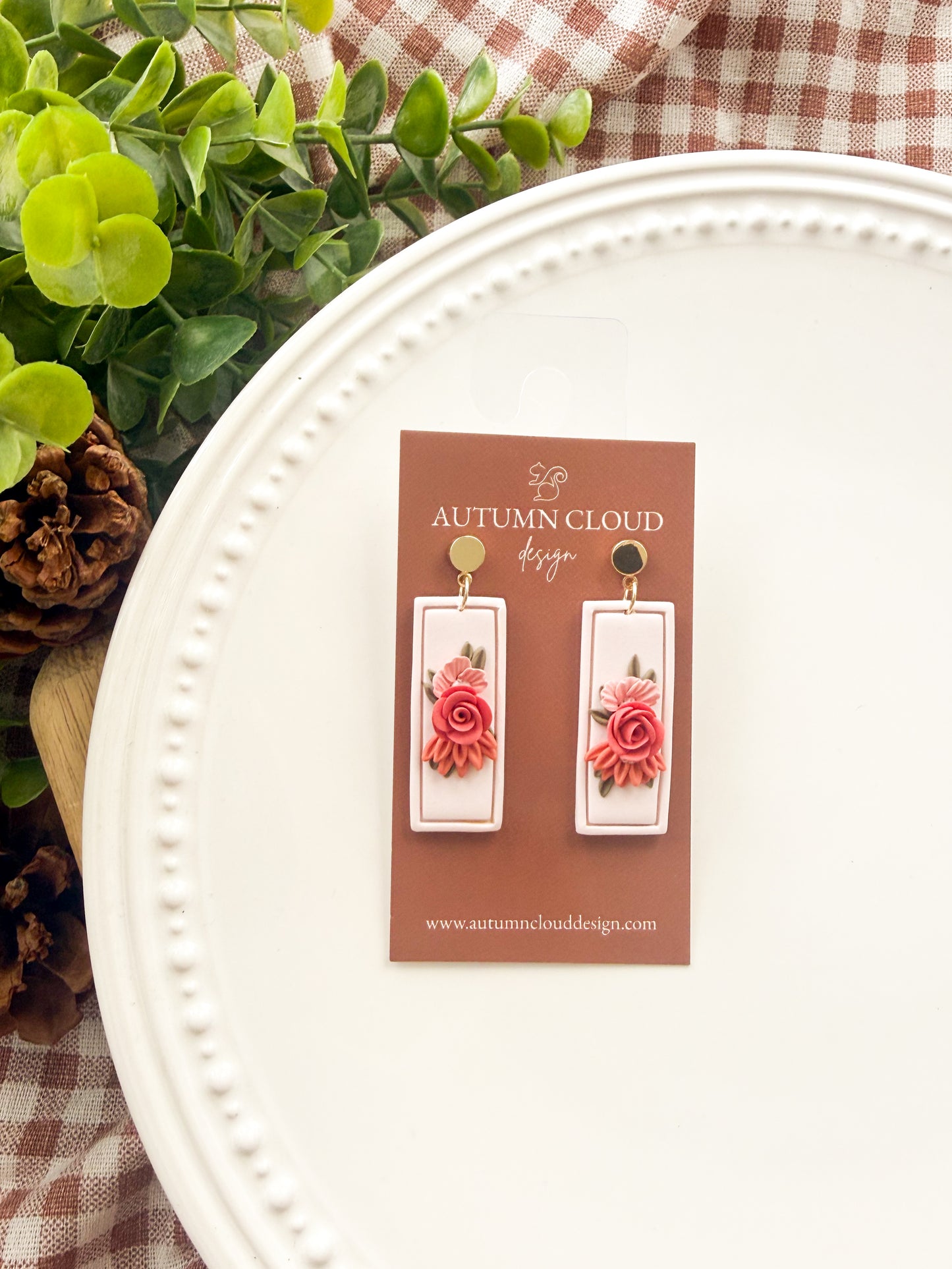 Rectangular Floral Dangles