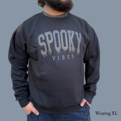 Spooky Vibes (PUFF PRINT) Crewneck Sweatshirt - Black