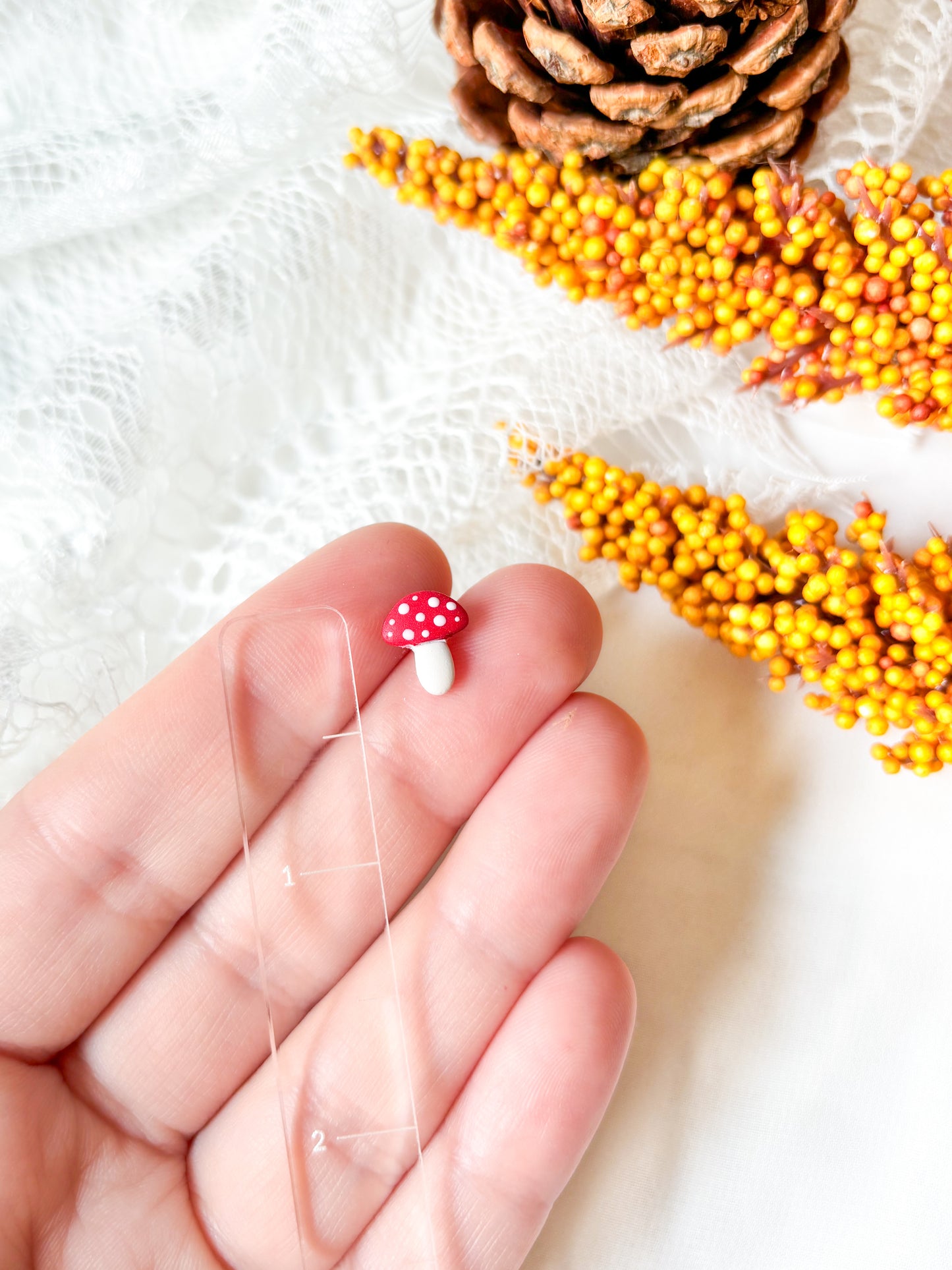 Tiny Mushroom Stud Earrings