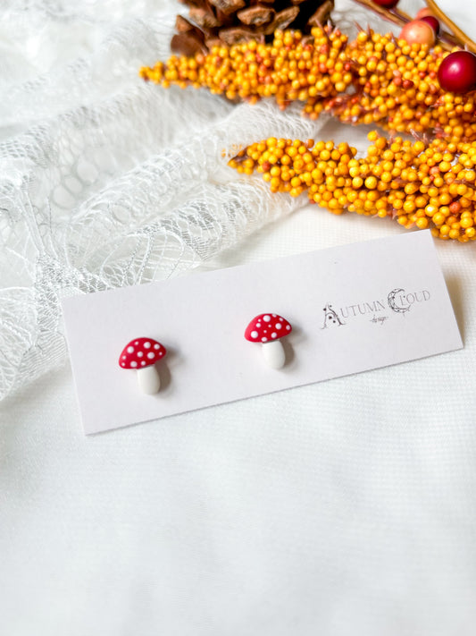 Tiny Mushroom Stud Earrings