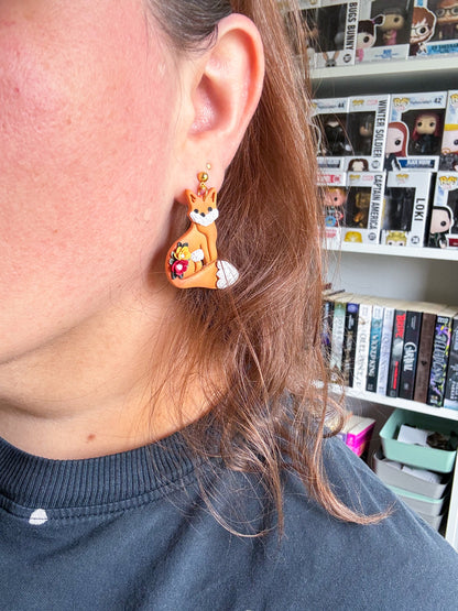 Floral Fox Dangles