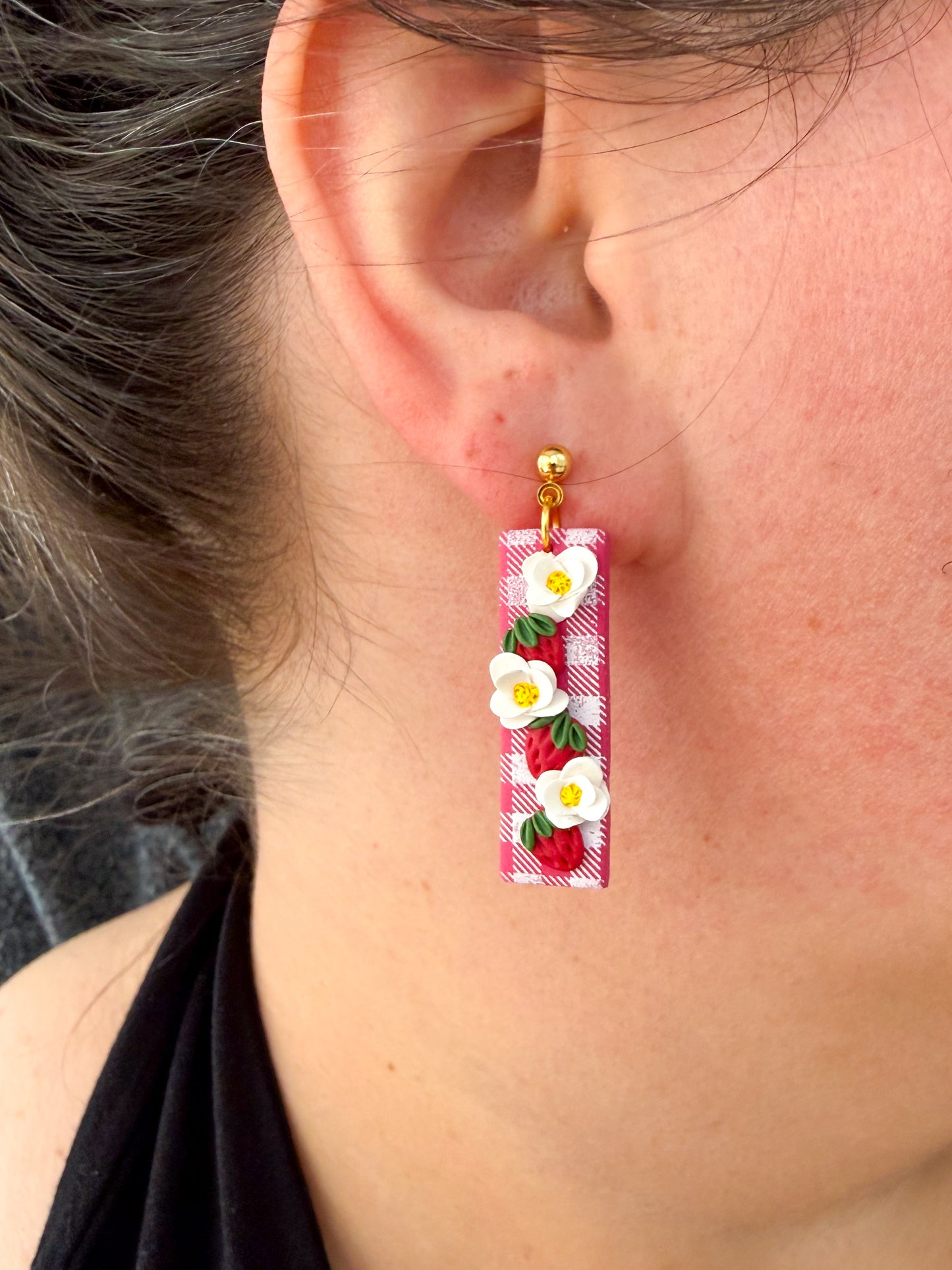 Strawberry & Daisy Dangle Earrings