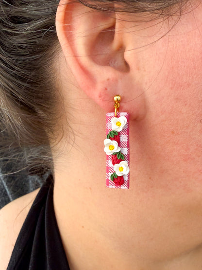Strawberry & Daisy Dangle Earrings