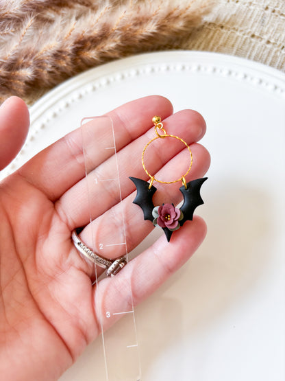 Floral Bat Dangle Earrings