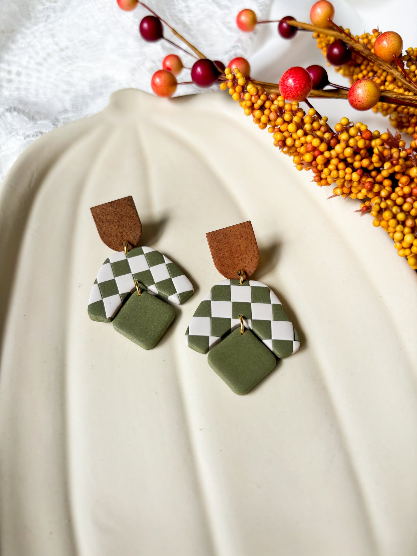 Checkered Green Dangles