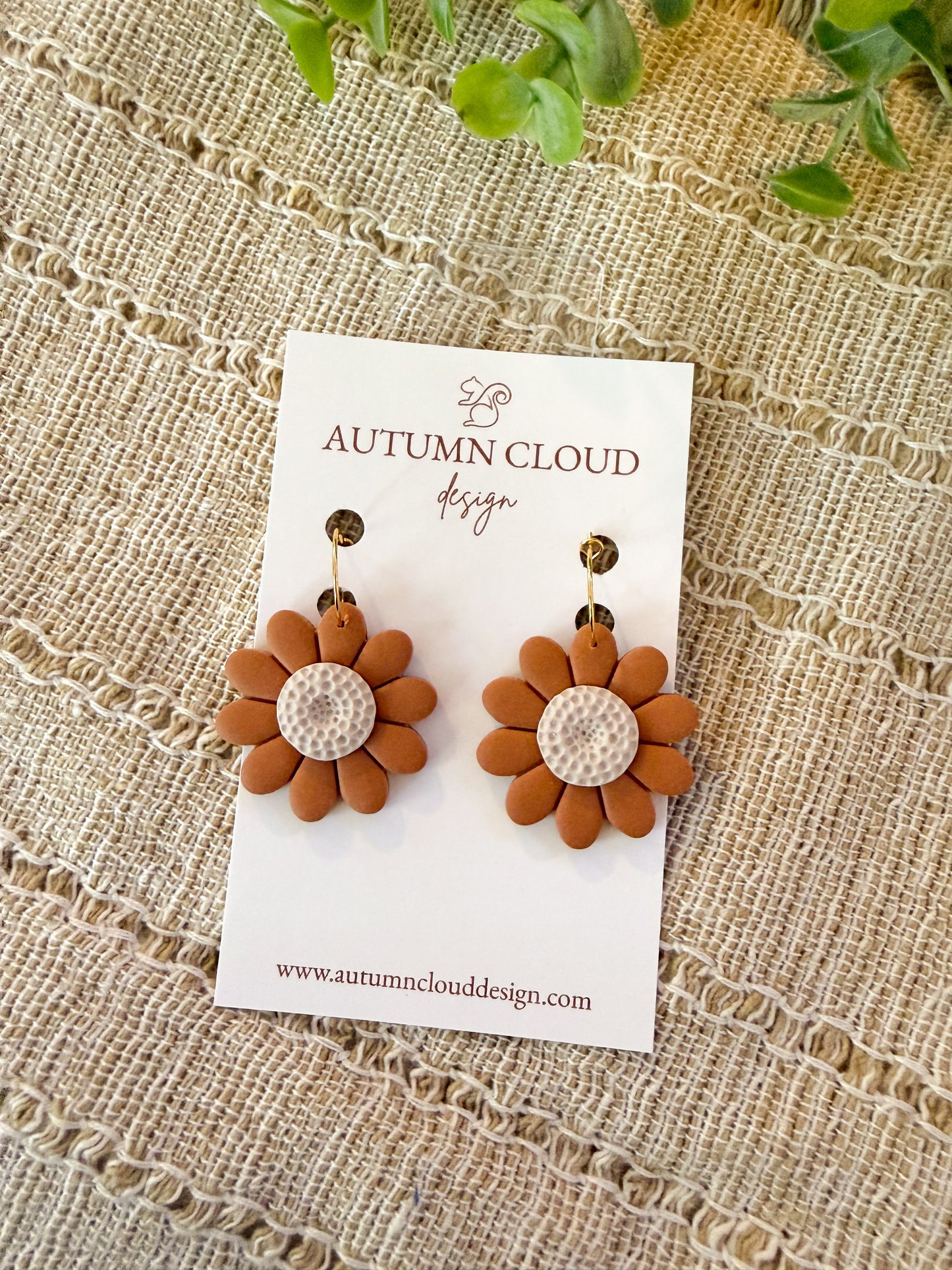 Brown Floral Hoops