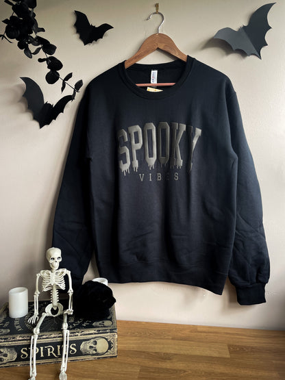 Spooky Vibes (PUFF PRINT) Crewneck Sweatshirt - Black