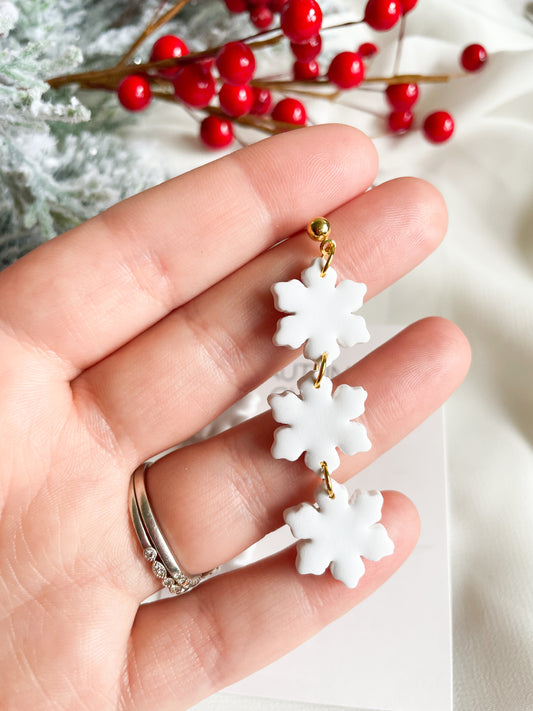 Tiered Snowflake Dangle Earrings