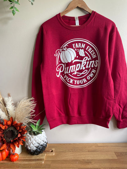 Farm Fresh Pumpkin Crewneck Sweatshirt - Maroon