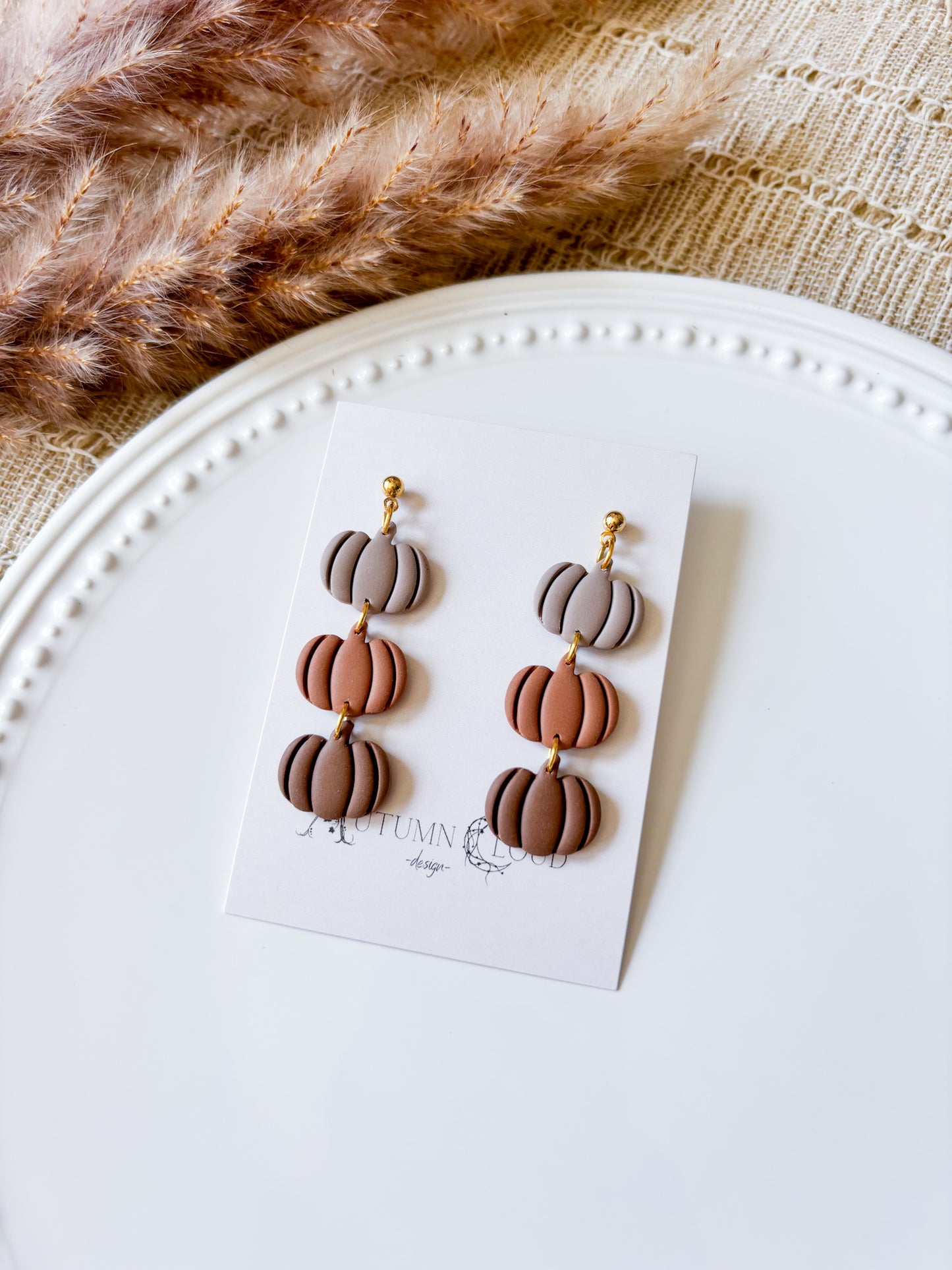 3 Tier Pumpkin Dangle Earrings