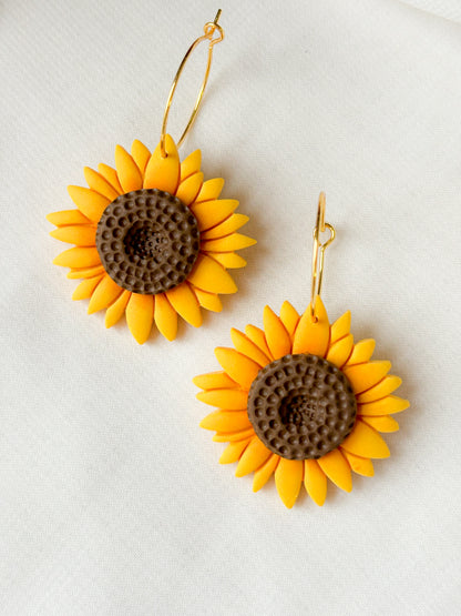 Sunflower Hoop Earrings