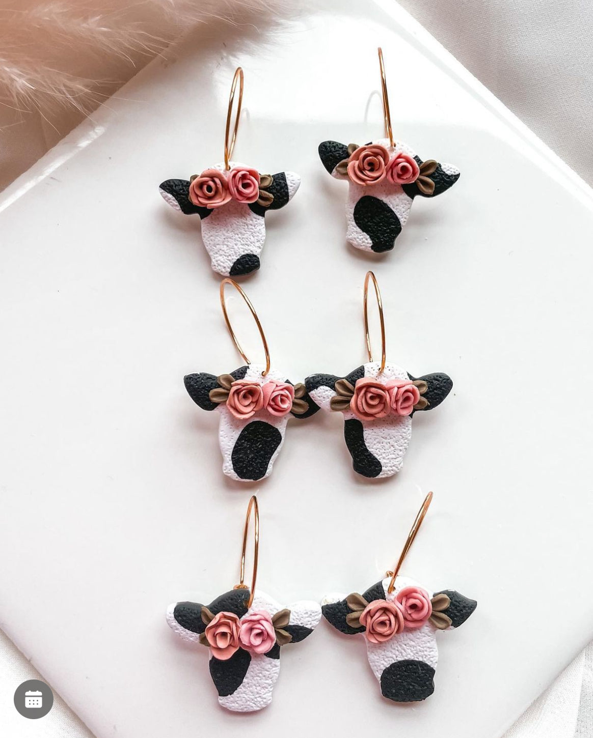 Floral Textured Cow Hoops