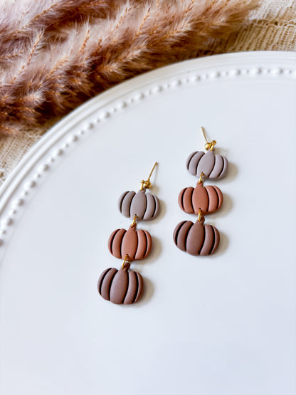 3 Tier Pumpkin Dangle Earrings