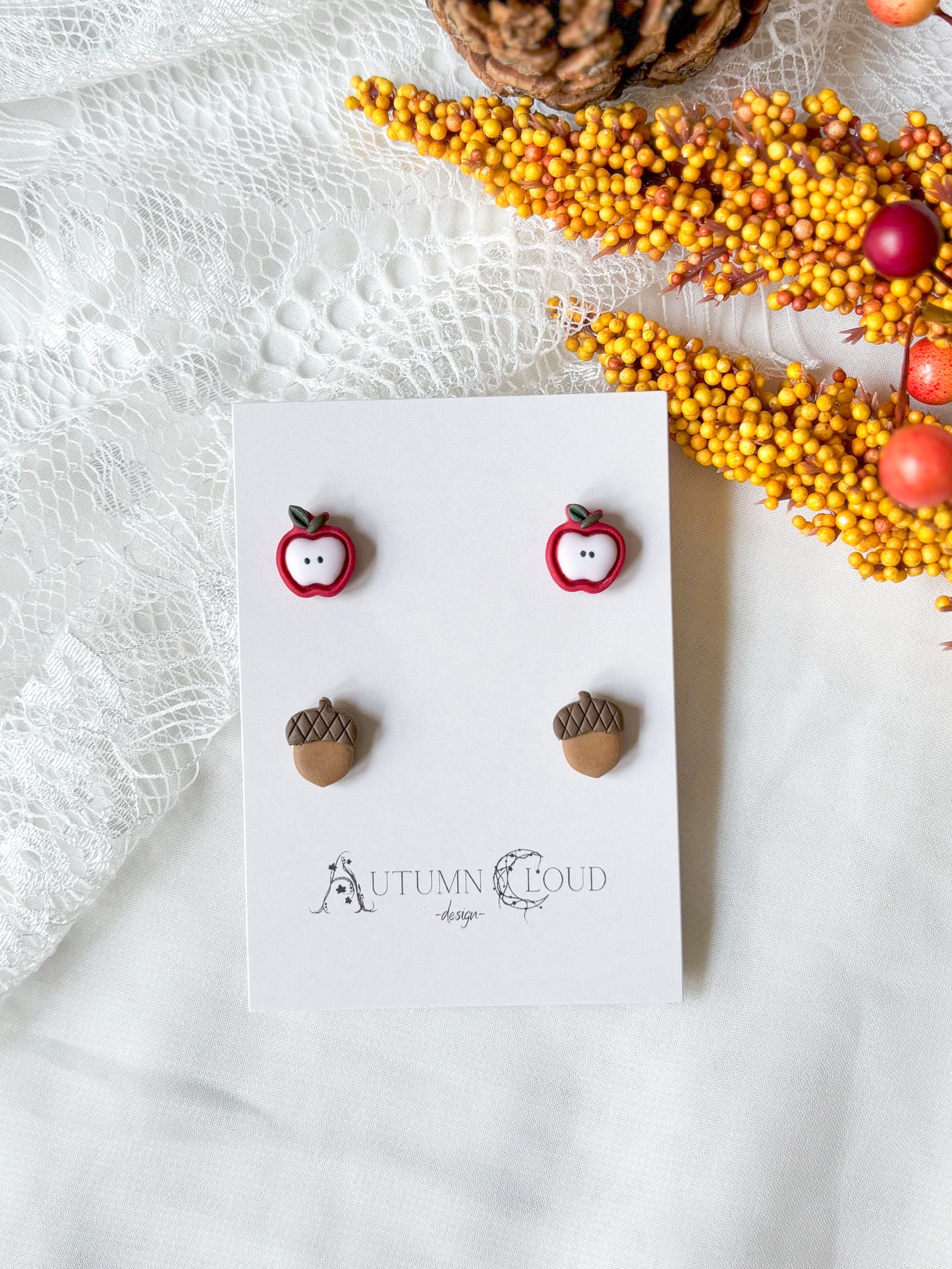 Tiny Apple and Acorn Stud Pack