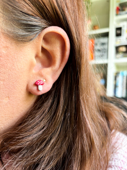 Tiny Mushroom Stud Earrings