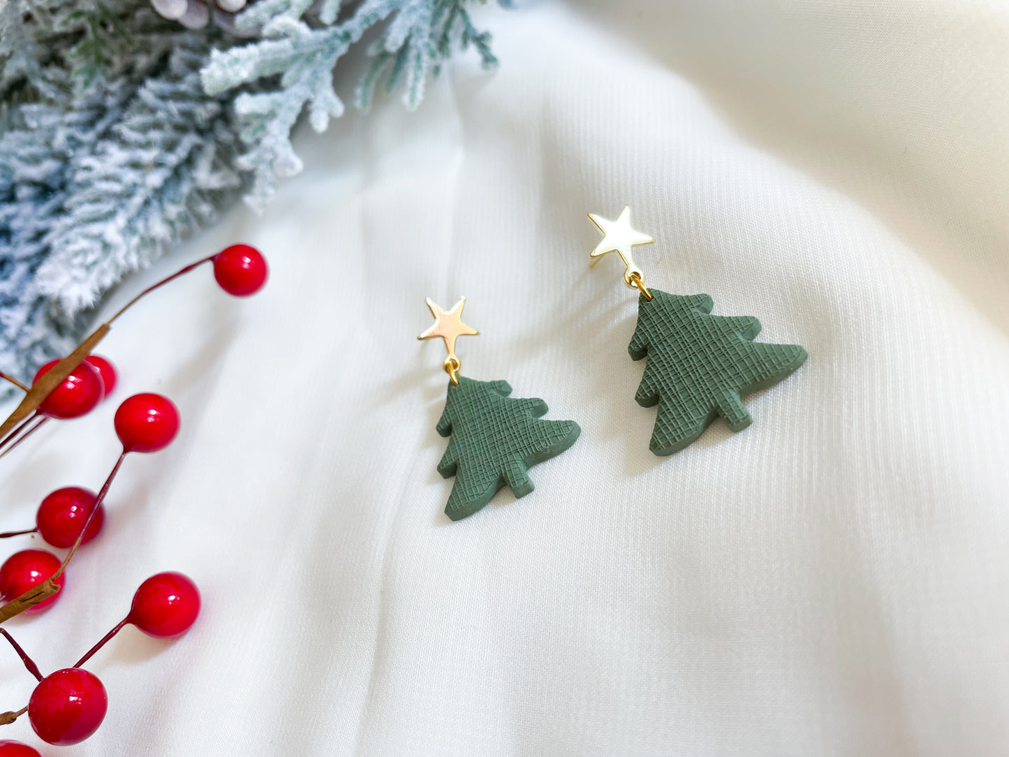 Tree Earrings w Star Post