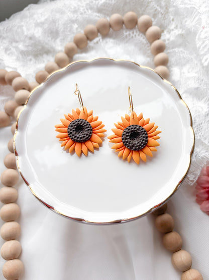Sunflower Hoop Earrings