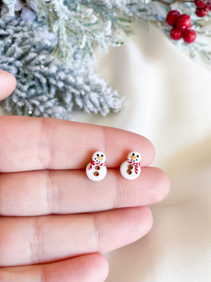 Tiny snowman stud earrings