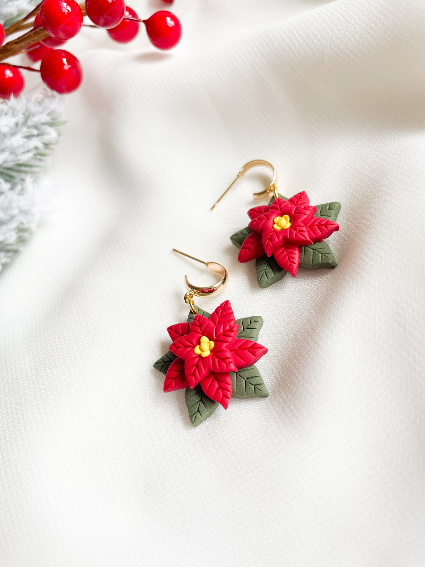 Poinsettia Dangle Earrings