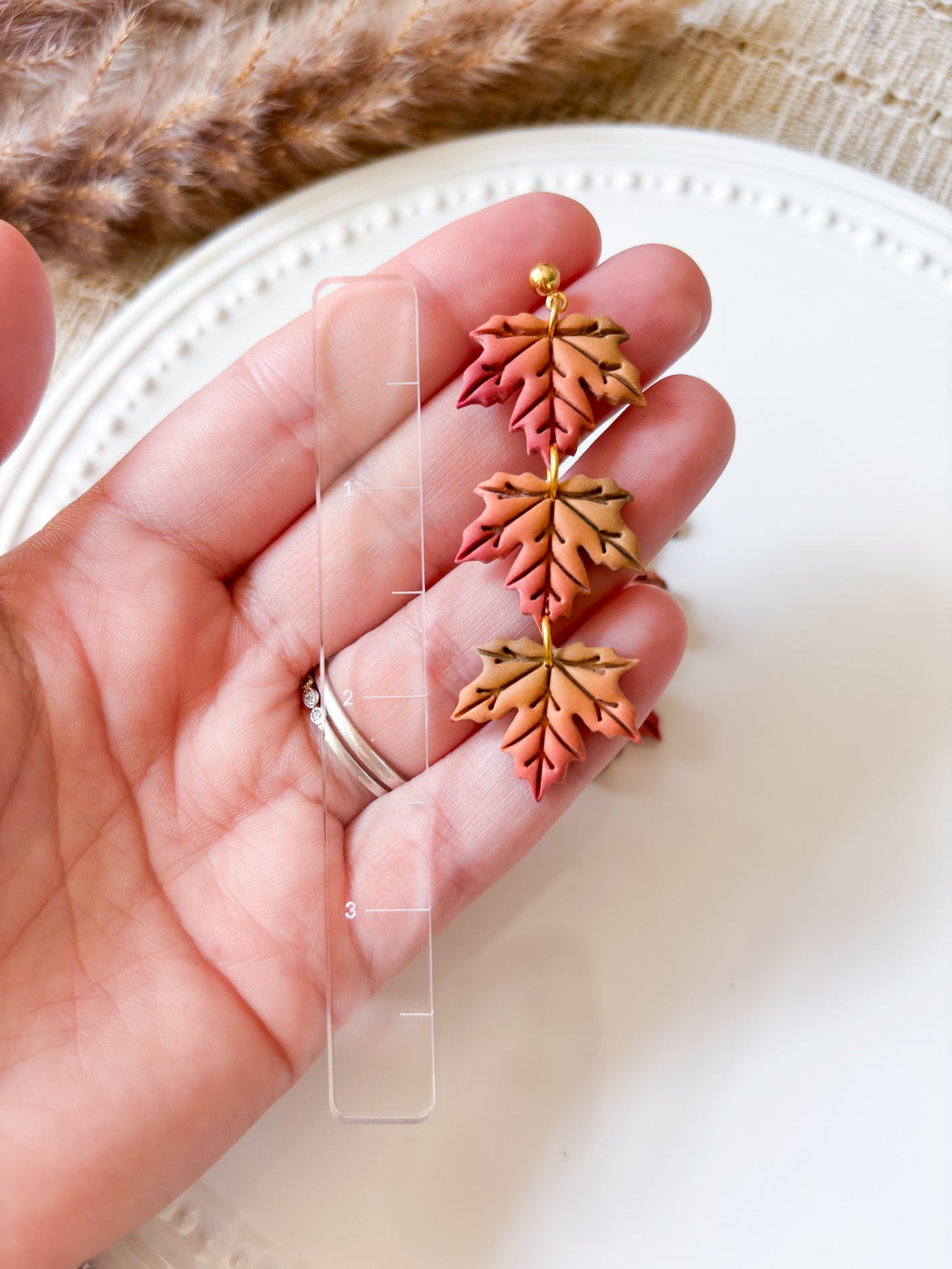 Multicolor Tiered Fall Maple Leaf Earrings