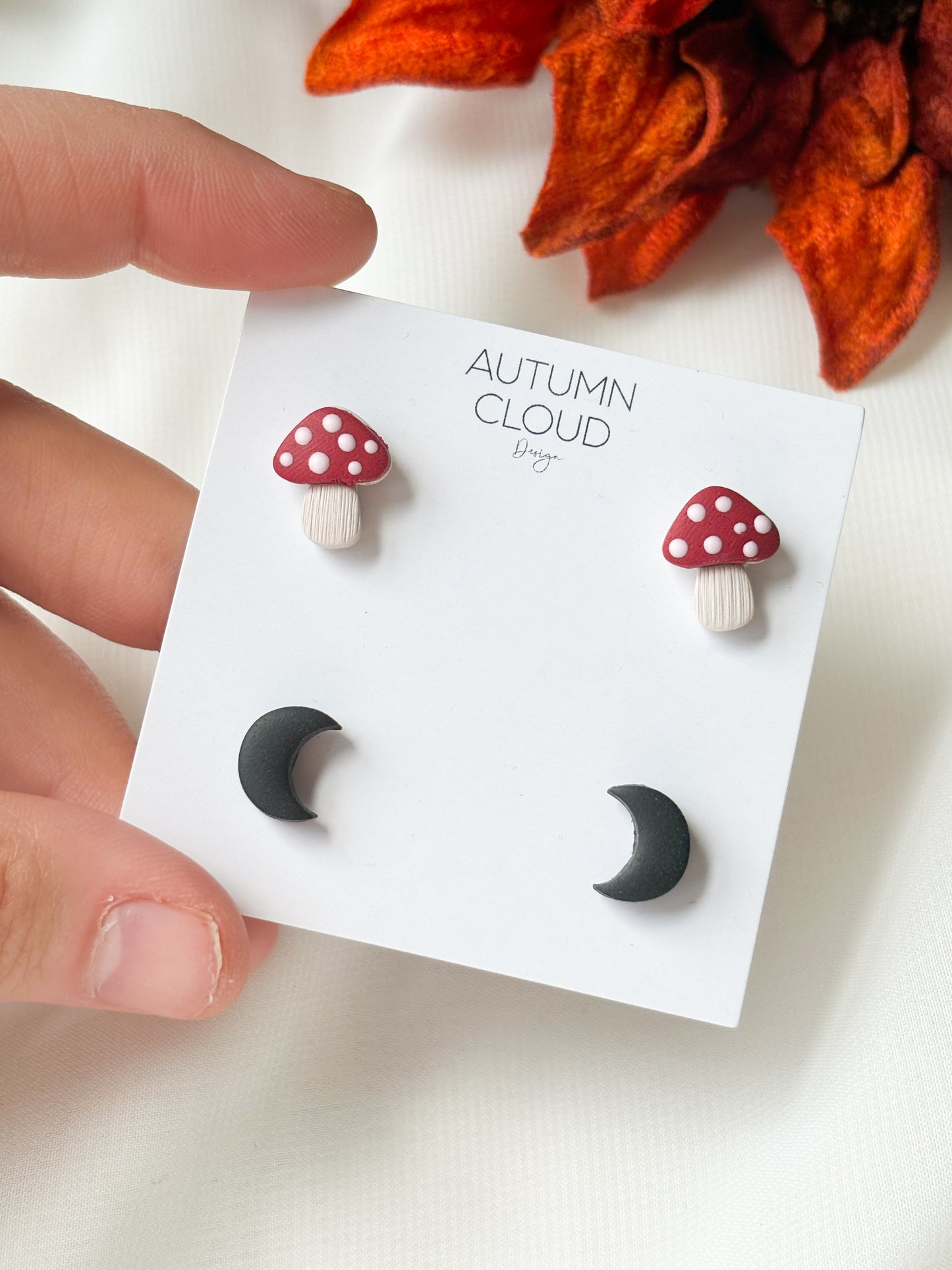 Mushroom and Moon Stud Pack