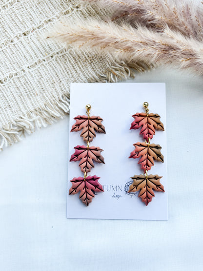 Multicolor Tiered Fall Maple Leaf Earrings