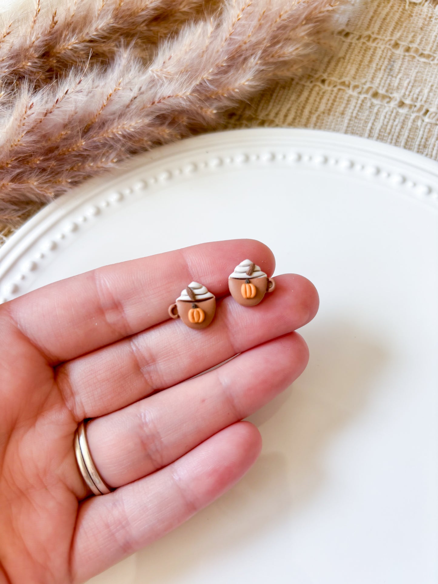 Pumpkin Spice Latte Stud Earrings