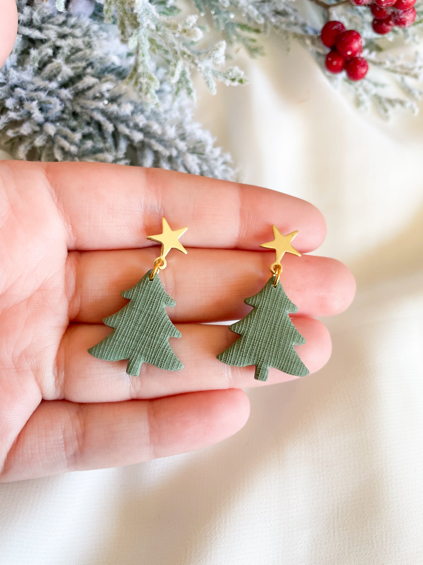 Tree Earrings w Star Post