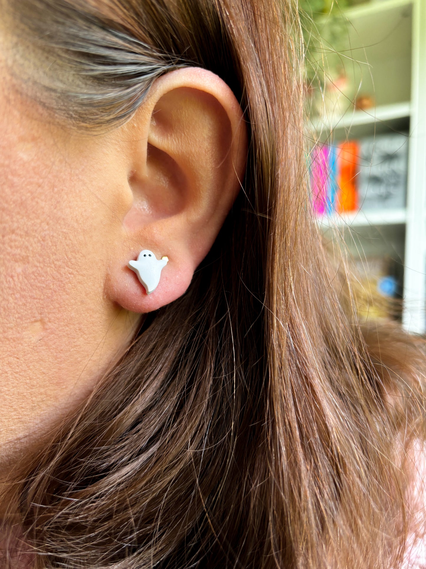 Tiny Ghost Stud Earrings