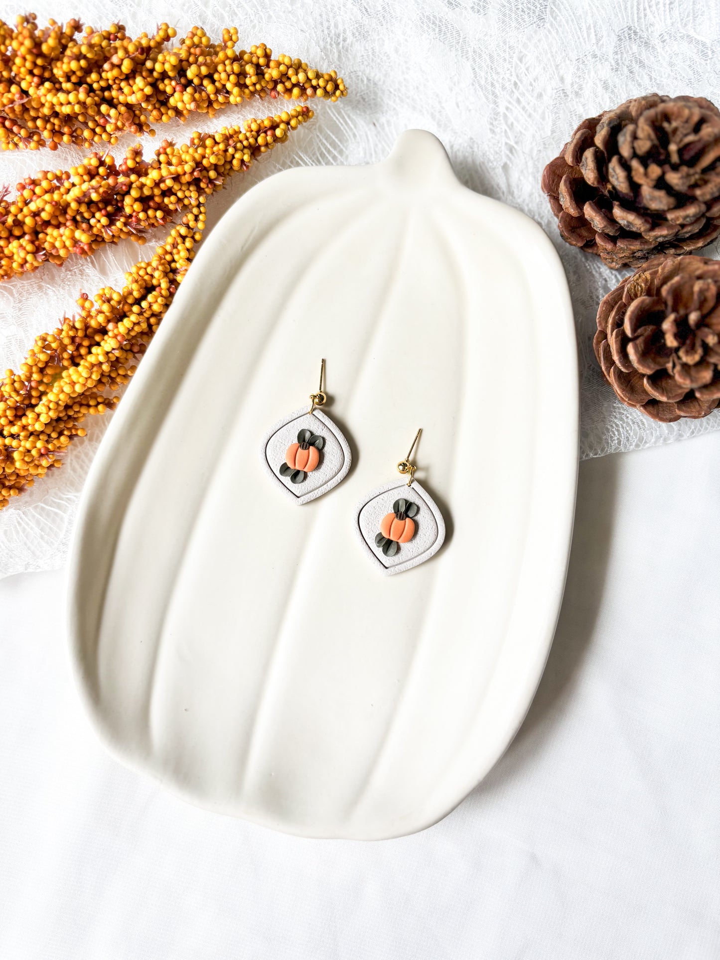 Pumpkin Rounded Rhombus Dangles