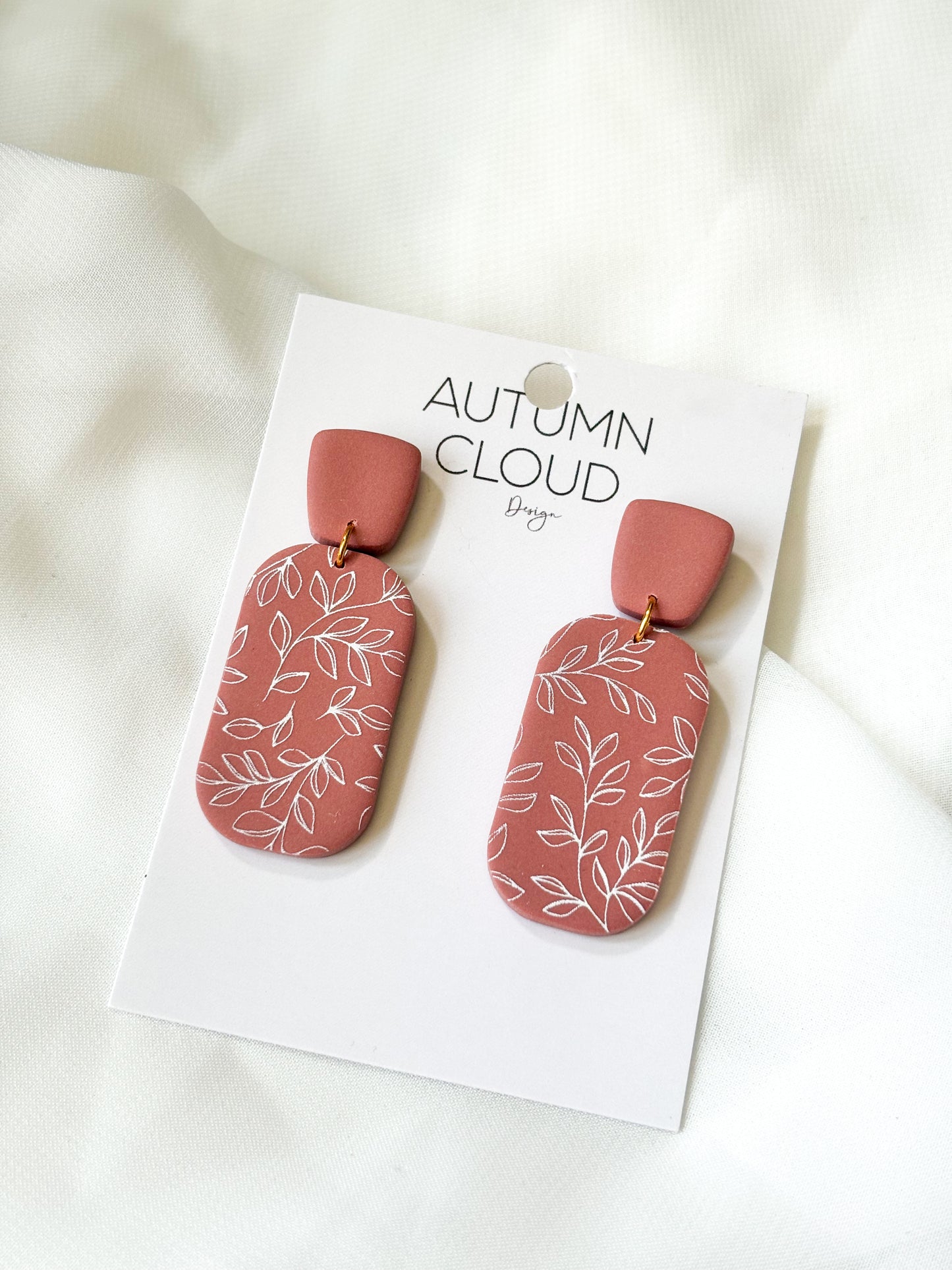 Brown w leaf print dangles