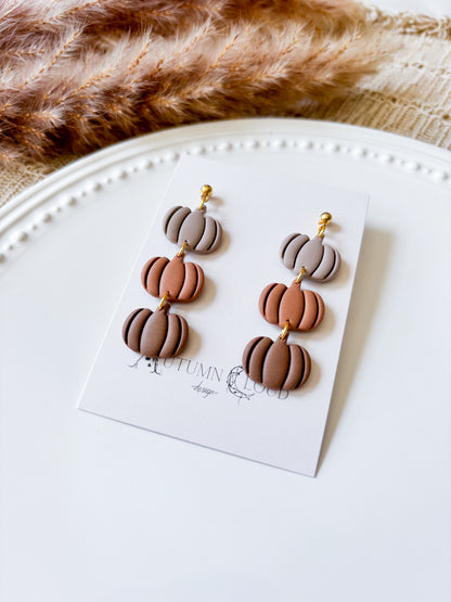 3 Tier Pumpkin Dangle Earrings