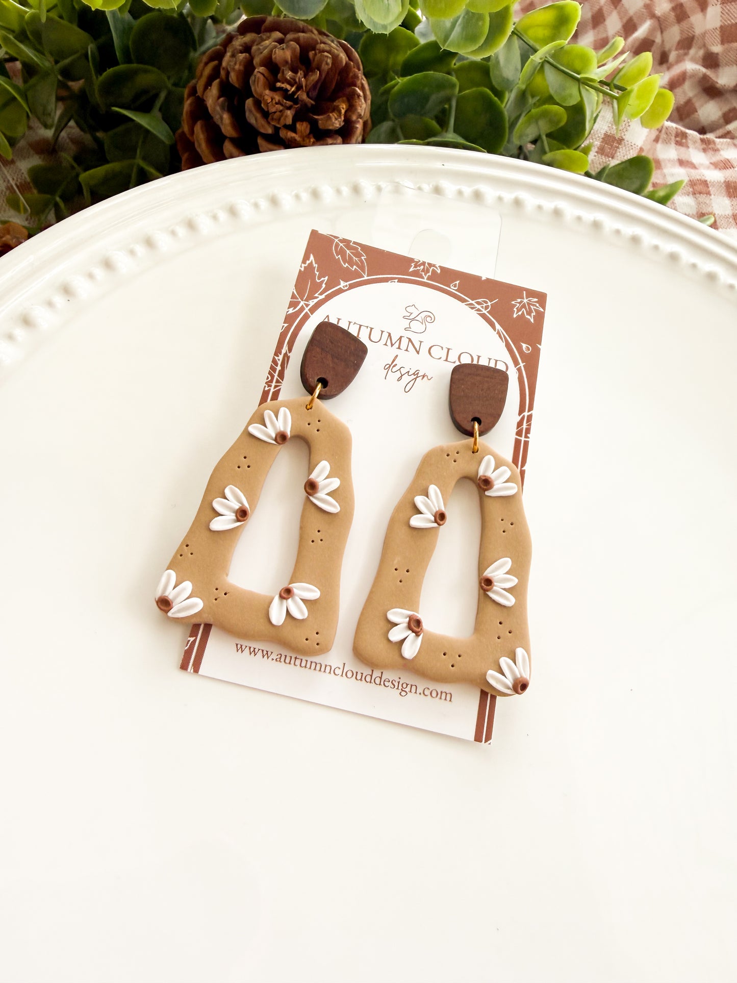 Floral Dangles with Wood Post