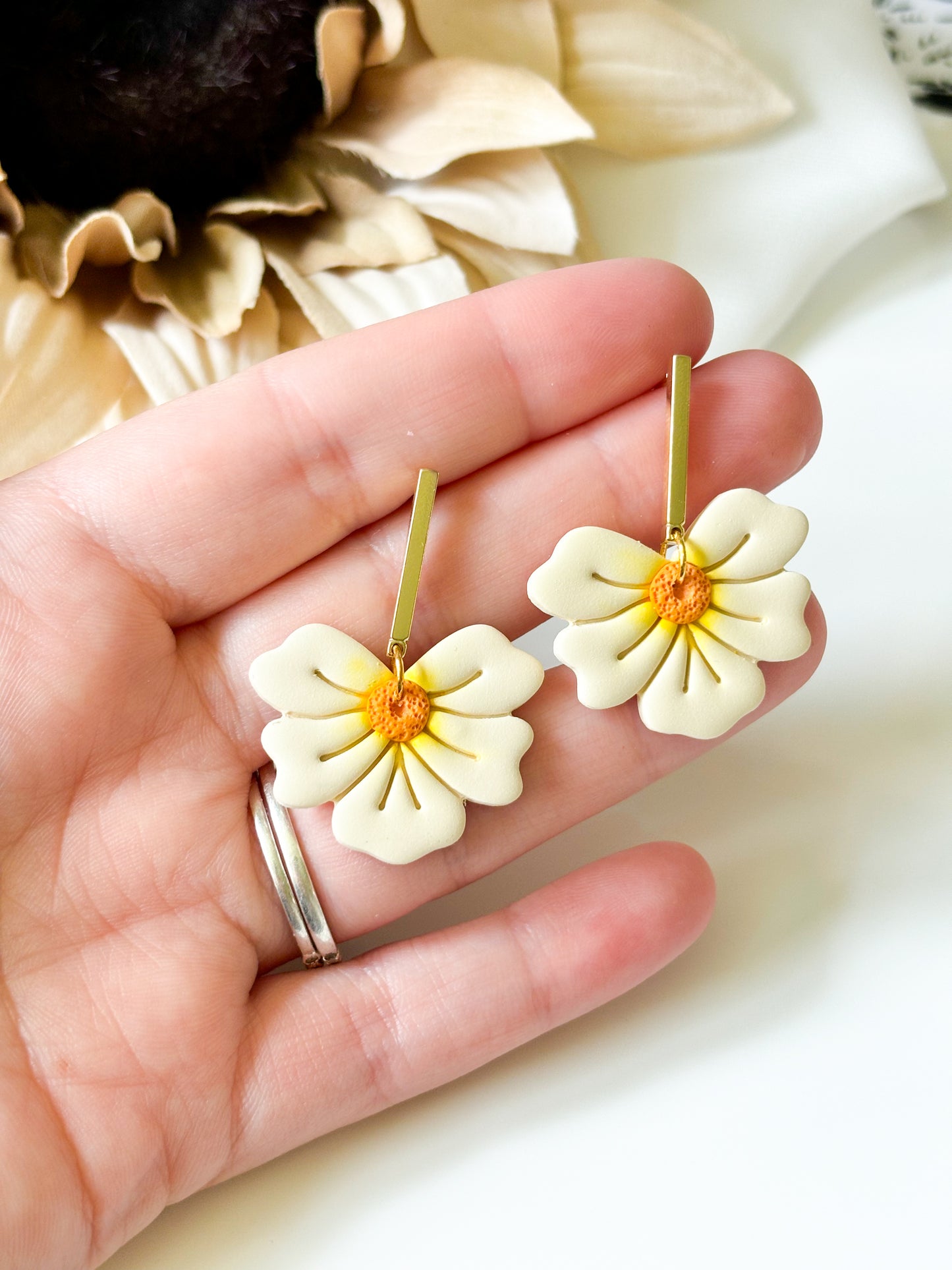 Yellow Floral Dangles