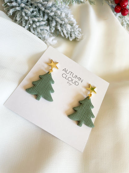 Tree Earrings w Star Post