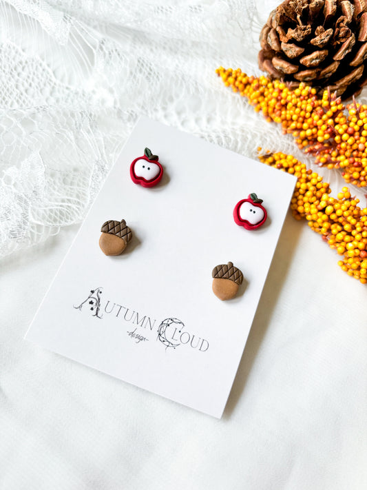 Tiny Apple and Acorn Stud Pack