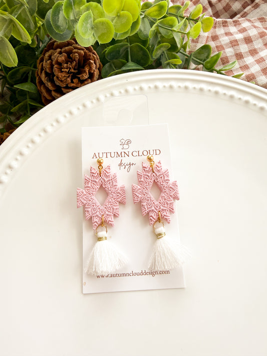 Pink Western earrings with tassles