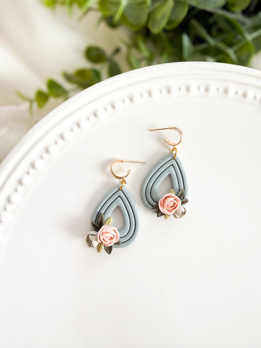 Sofia - Teardrop Floral Dangles